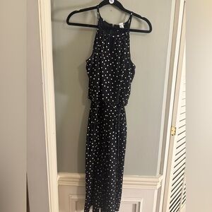 London Times Black & White Polka Dot Sleeveless Jumpsuit – Size 8